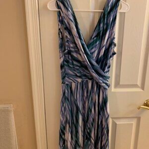 Anne Klein White, Blue and Green Dress